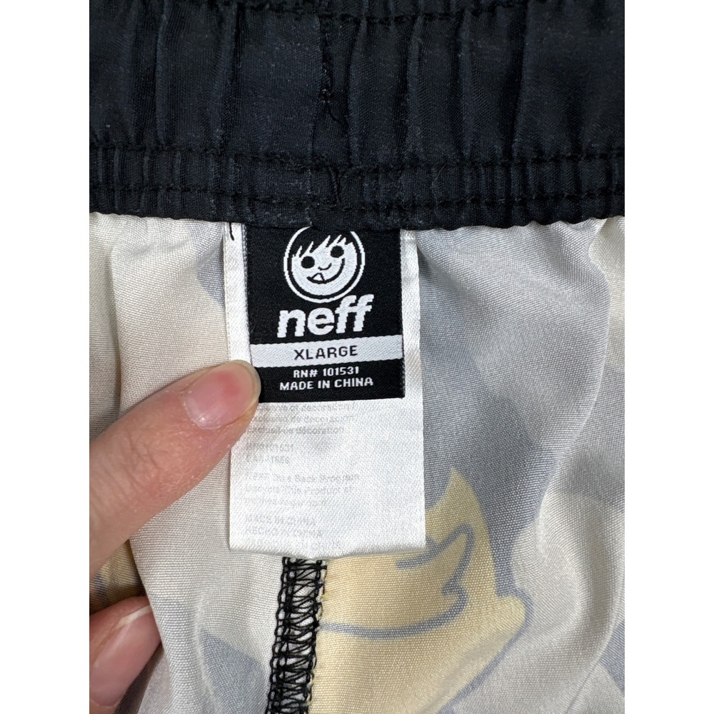 Neff Mens XL Camo Duck Graphic Swim Trunks Gray Black Yellow Drawstring Shorts - Picture 5 of 10
